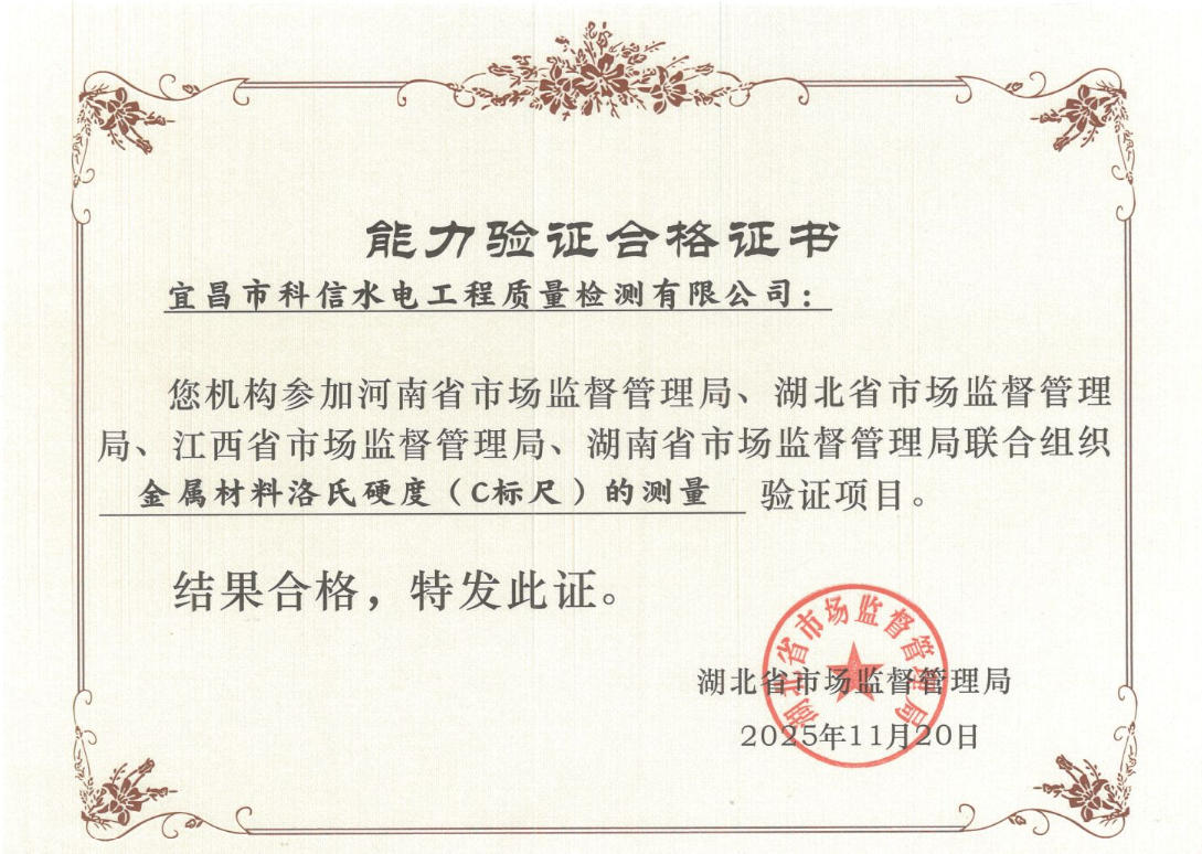 2025年度能力验证合格证书